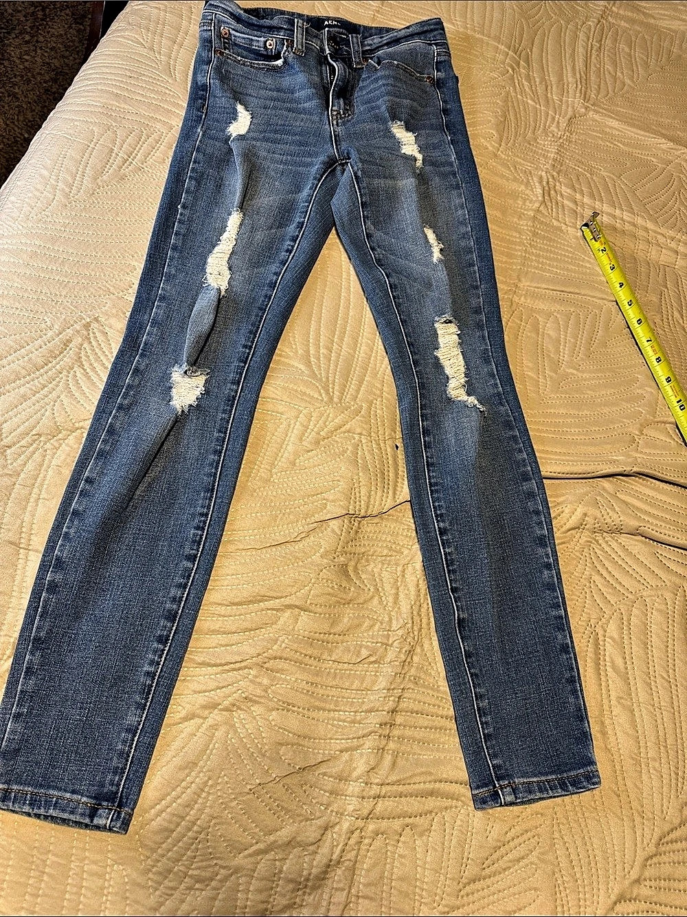 AERO High Rise Jegging Distressed Skinny Jeans Blue Waist 0